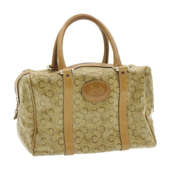 CELINE C Macadam Horse Carriage Hand Bag PVC Leather Beige Auth am177g - Picture 1 of 16